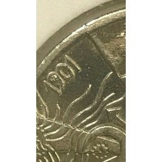 AUSTRALIA 2001 . TWENTY 20 CENTS COIN . VARIETY / ERROR . FEDERATION QUEENSLAND ISSUE . FILLED IN AREAS